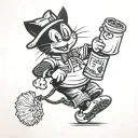Felix the cat carrying trash bag tattoo design idea