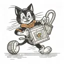 Felix the cat carrying trash bag tattoo design idea