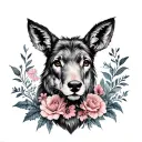 full sleeve tattoo featuring british animals and flowers tattoo design idea