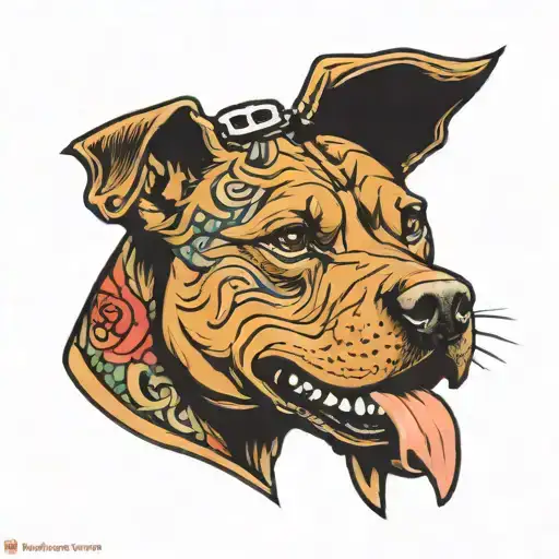 Pitbull face agressiv tattoo design idea