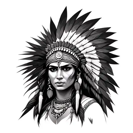 Indian warrior woman tattoo design idea
