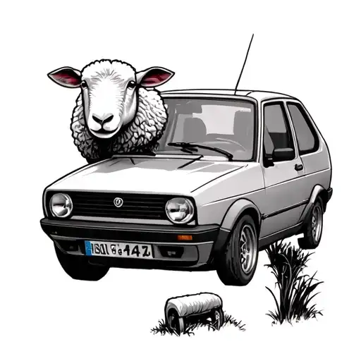 The start of My life has has to do white work on oil plattform,  sheep farming and old golf mk2   tattoo design idea