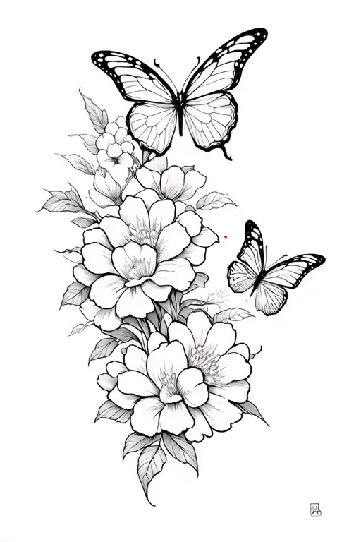 japanese sleeve tattoo including butterfly heartshaped flower  tattoo design idea