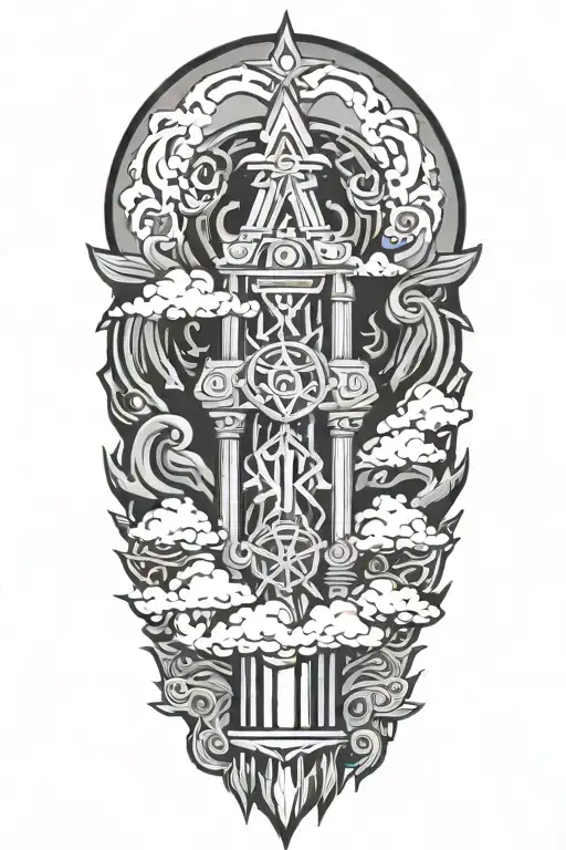 jewish and hebrew pillar of fire and pillar of cloud background tattoo design idea