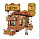 vintage circus ticket booth tattoo design idea