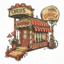 vintage circus ticket booth tattoo design idea