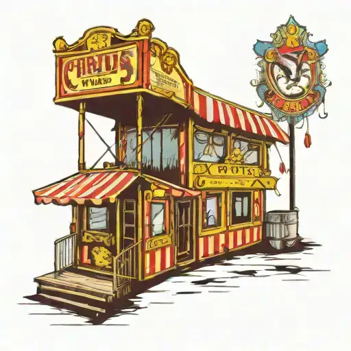 vintage circus ticket booth tattoo design idea