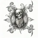 Full chest memento mori music note intertwined tattoo design idea