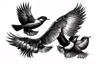 feather and 3 birds soaring tattoo design idea