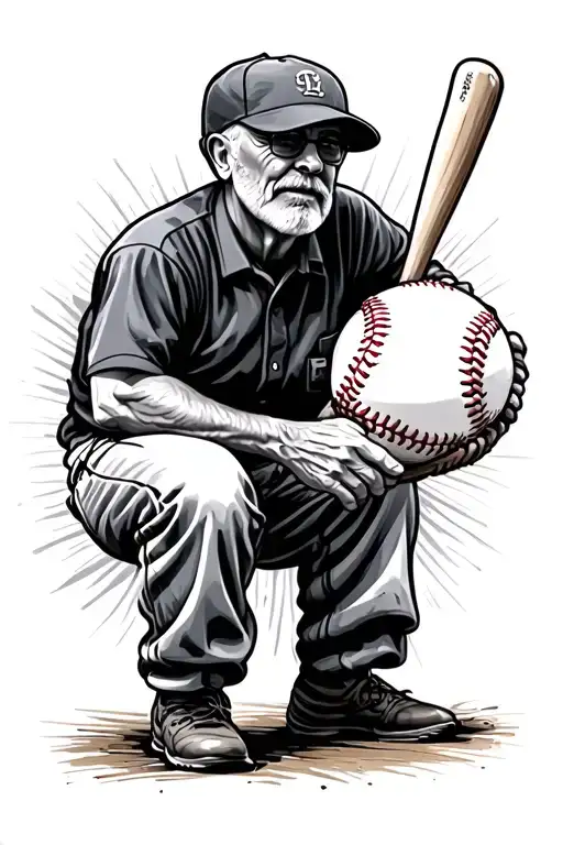 memorial piece for grandfather that like baseball. tattoo design idea