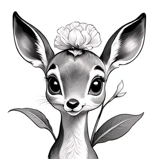 carnation flower bambi disney style tattoo design inspired tattoo design idea