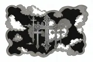 Three crosses surrounded by clouds surrounding tattoo design idea