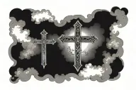 Three crosses surrounded by clouds surrounding tattoo design idea