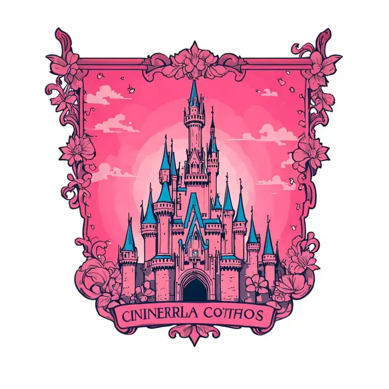 disney world Cinderella's castle outline tattoo design idea