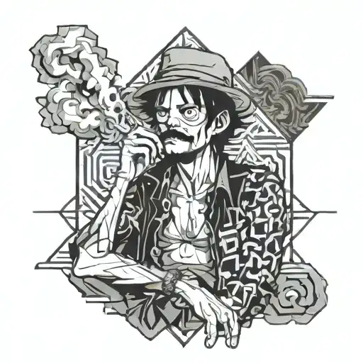 Luffy smoking tattoo design idea
