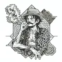 Luffy smoking tattoo design idea