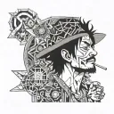 Luffy smoking tattoo design idea