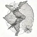 A travel-themed tattoo featuring a map of the Dominican Republic with motocross elements tattoo design idea