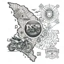 A travel-themed tattoo featuring a map of the Dominican Republic with motocross elements tattoo design idea