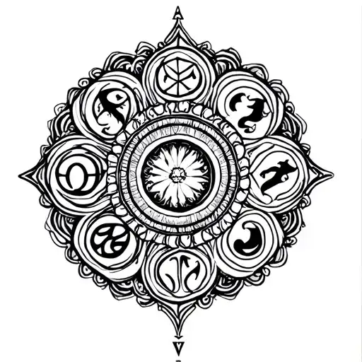 mandala with two zodiacs virgo and aquarius zodiac sign tattoo design idea