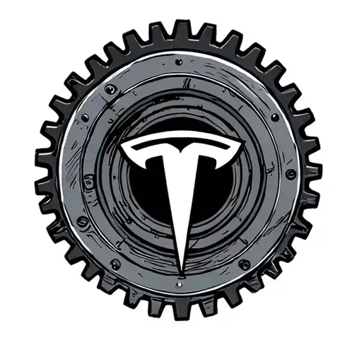 Tesla logo, gears tattoo design idea