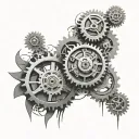broken clock gears forming the shape tattoo design idea