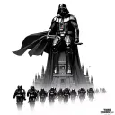 Darth Vader sitting above the eye of sauron tower with deathtroopers and dark riders walking away from the tower tattoo design idea
