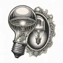 ufo,chemestry,science,fibonacci inside lightbulb containing tattoo design idea