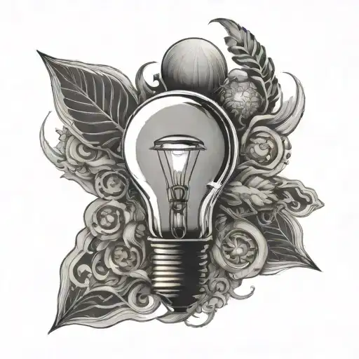 ufo,chemestry,science,fibonacci inside lightbulb containing tattoo design idea