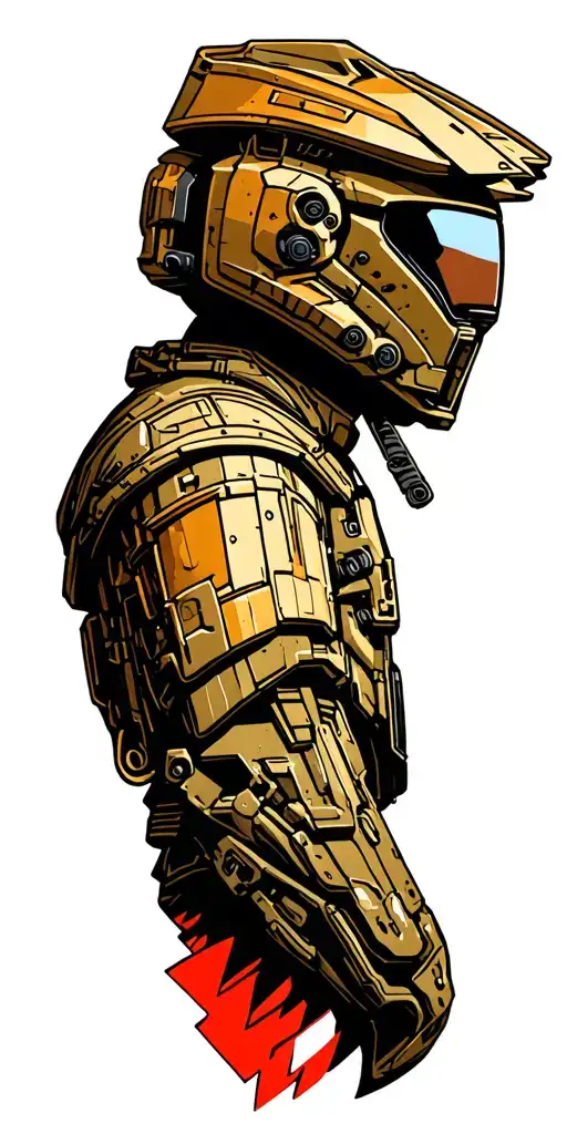 Master Chief helmet in a portrait style tattoo tattoo design idea