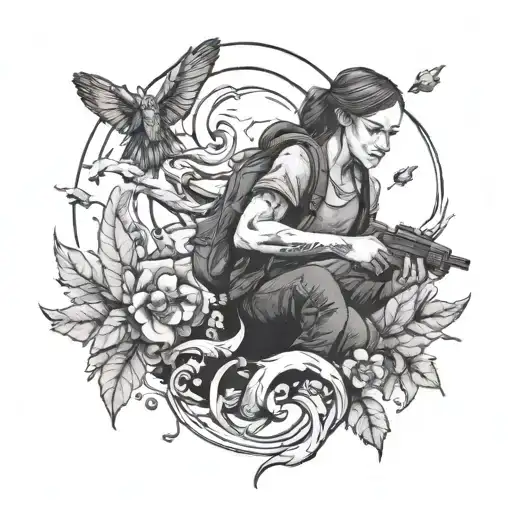 elly last of us smoke weed money flying tattoo design idea