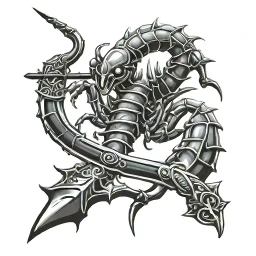 scorpion and sword tattoo design idea
