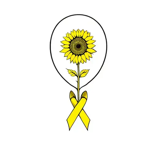 sunflower with yellow endometriosis awareness ribbon tattoo design idea