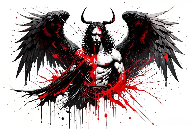 arch angel Michael killing Lucifer tattoo design idea