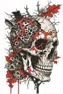 bone transitioning to tree root growing tattoo design idea