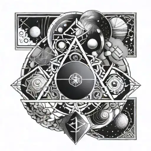 Cosmic balance symbol with intricate geometric patterns representing harmony and unity tattoo design idea