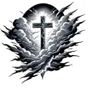 cross clouds lightning tattoo for forearm tattoo design idea
