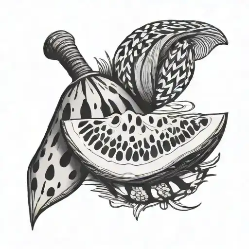 palestine watermelon, keffiyeh and key intertwined tattoo design idea