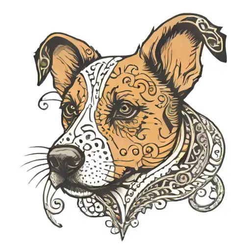 dog nose print surrounded tattoo design idea