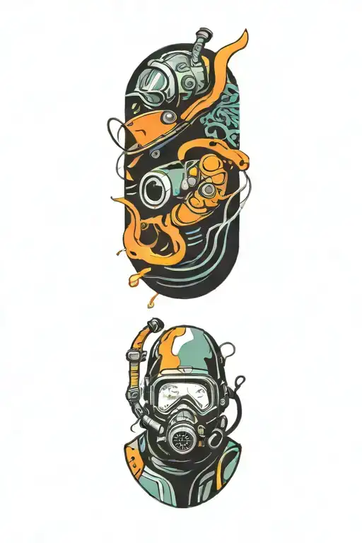 male scuba diver tattoo design idea