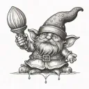 A detailed tattoo design based on the Polish 'Sisyphus Gnomes' sculpture. tattoo design idea