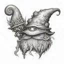 A detailed tattoo design based on the Polish 'Sisyphus Gnomes' sculpture. tattoo design idea