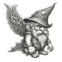 A detailed tattoo design based on the Polish 'Sisyphus Gnomes' sculpture. tattoo design idea