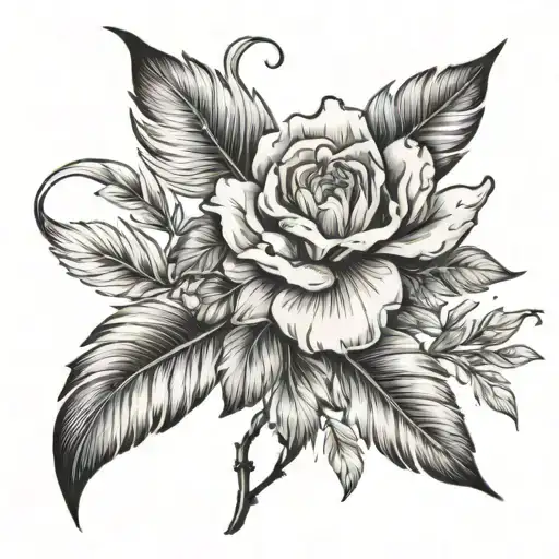 Fortune favors those who dare with a branche d'olivier and plume tattoo design idea