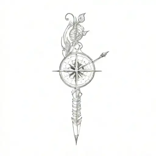 a compass and arrow tattoo design idea