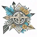 arrow with Aquarius, Virgo and Sagittarius sign in between  tattoo design idea