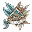 arrow with Aquarius, Virgo and Sagittarius sign in between  tattoo design idea