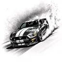 ford mustang car going fast tattoo design idea