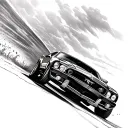 ford mustang car going fast tattoo design idea