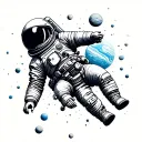 astronaut floating planets tattoo design idea